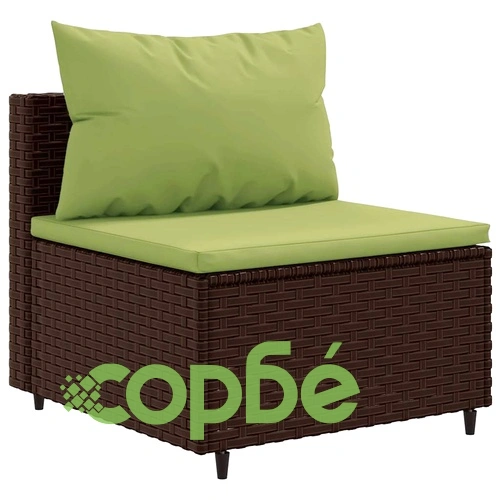 Градински лаундж комплект с възглавници кафяв 8 части полиратан ➤ топ цена ➤ sorbe.bg