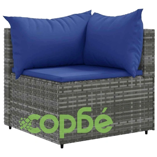 Градински лаундж комплект с възглавници 9 части сив полиратан ➤ топ цена ➤ sorbe.bg