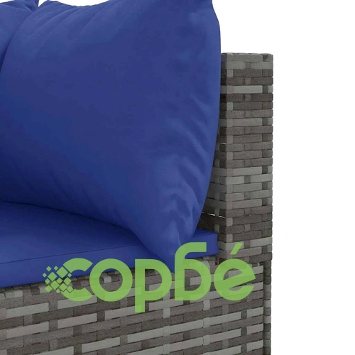 Градински лаундж комплект с възглавници 9 части сив полиратан ➤ топ цена ➤ sorbe.bg