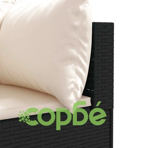 Градински комплект с възглавници, 6 части, черен, полиратан ➤ топ цена ➤ sorbe.bg
