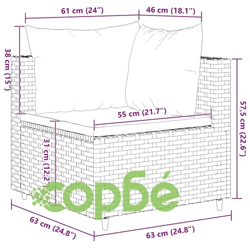 Градински лаундж комплект с възглавници 5 части черен полиратан ➤ топ цена ➤ sorbe.bg