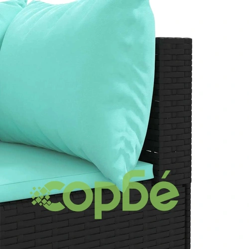 Градински комплект с възглавници, 6 части, черен, полиратан ➤ топ цена ➤ sorbe.bg