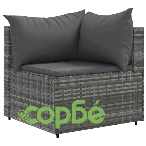 Градински комплект диван с възглавници 9 части сив полиратан ➤ топ цена ➤ sorbe.bg