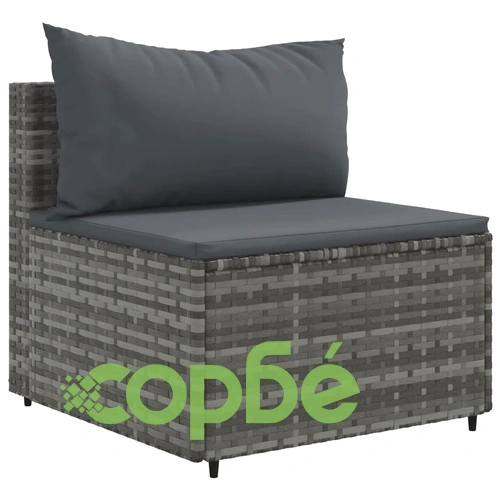 Градински комплект диван с възглавници 9 части сив полиратан ➤ топ цена ➤ sorbe.bg