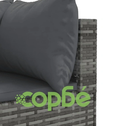 Градински комплект диван с възглавници 9 части сив полиратан ➤ топ цена ➤ sorbe.bg