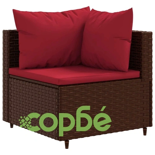 Градински комплект диван с възглавници 9 части кафяв полиратан ➤ топ цена ➤ sorbe.bg