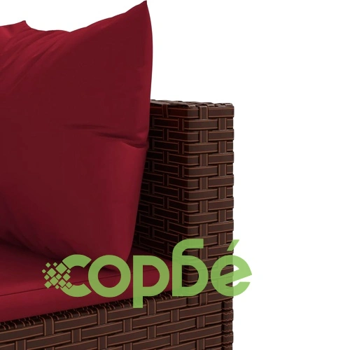 Градински комплект диван с възглавници 9 части кафяв полиратан ➤ топ цена ➤ sorbe.bg