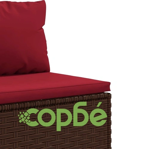 Градински комплект диван с възглавници 9 части кафяв полиратан ➤ топ цена ➤ sorbe.bg