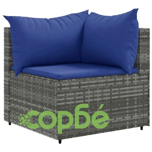 Градински комплект диван с възглавници 11 части сив полиратан ➤ топ цена ➤ sorbe.bg