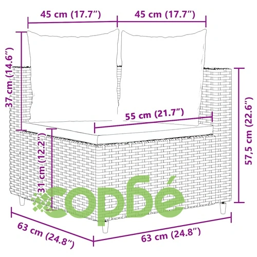 Градински комплект диван с възглавници 10 части кафяв полиратан ➤ топ цена ➤ sorbe.bg
