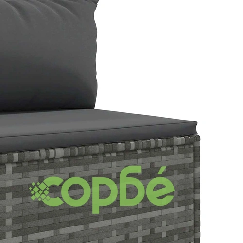 Градински диван с възглавници, 7 части, полиратан, сив ➤ топ цена ➤ sorbe.bg