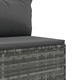 Градински диван с възглавници, 7 части, полиратан, сив