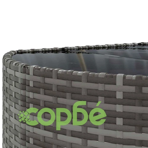 Градински диван с възглавници, 7 части, полиратан, сив ➤ топ цена ➤ sorbe.bg