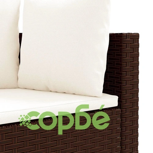 Градински комплект с възглавници, 5 части, кафяв полиратан ➤ топ цена ➤ sorbe.bg