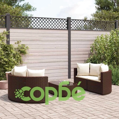 Градински комплект с възглавници, 5 части, кафяв полиратан ➤ топ цена ➤ sorbe.bg