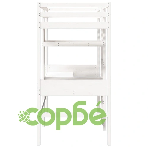 Таванско легло без матрак, бяла, 75x190 см, бор масив ➤ топ цена ➤ sorbe.bg
