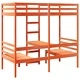 Таванско легло с бюро и столове восъчнокафяв 90x200см бор масив