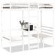 Таванско легло с бюро и столове, бял, 75x190 см, бор масив