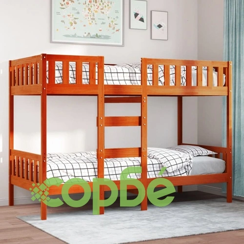 Двуетажно легло, восъчнокафяво, 80x200 см, борово дърво масив ➤ топ цена ➤ sorbe.bg