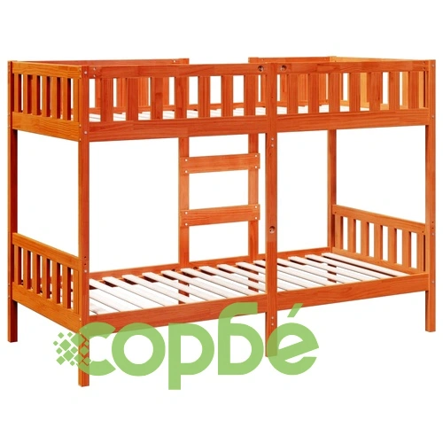 Двуетажно легло, восъчнокафяво, 80x200 см, борово дърво масив ➤ топ цена ➤ sorbe.bg