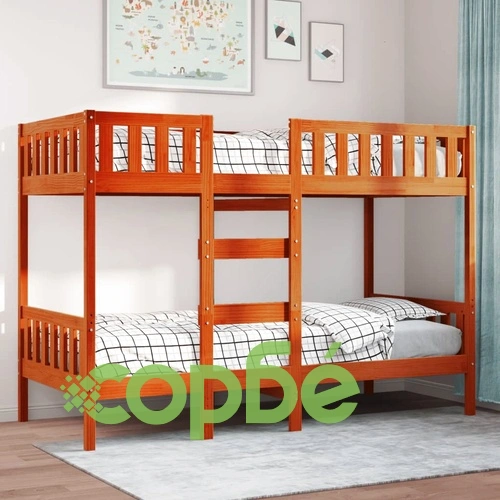 Двуетажно легло, восъчнокафяво, 75x190 см, борово дърво масив ➤ топ цена ➤ sorbe.bg