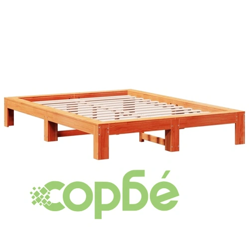Рамка за легло без матрак, восъчнокафяв, 160x200 см, бор масив ➤ топ цена ➤ sorbe.bg