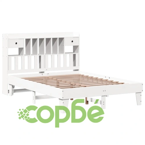 Рамка за легло без матрак, бял, 140x190 см, бор масив ➤ топ цена ➤ sorbe.bg