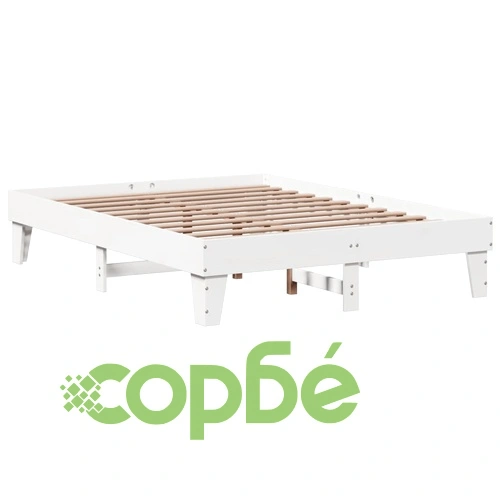 Рамка за легло без матрак, бял, 140x190 см, бор масив ➤ топ цена ➤ sorbe.bg