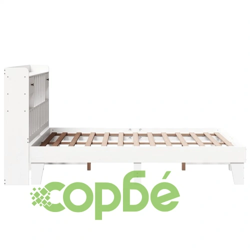 Рамка за легло без матрак, бял, 140x190 см, бор масив ➤ топ цена ➤ sorbe.bg