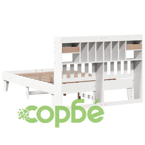 Рамка за легло без матрак, бял, 140x190 см, бор масив ➤ топ цена ➤ sorbe.bg