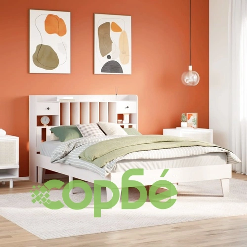 Рамка за легло без матрак, бял, 140x190 см, бор масив ➤ топ цена ➤ sorbe.bg