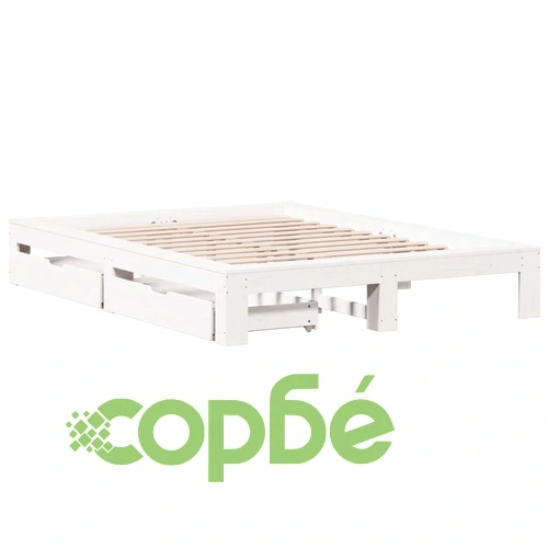 Рамка за легло без матрак, бял, 140x190 см, бор масив ➤ топ цена ➤ sorbe.bg