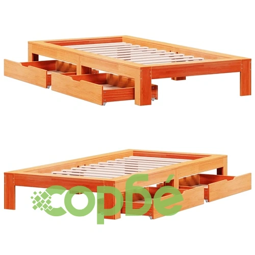 Рамка за легло без матрак, восъчнокафяв, 75x190 см, бор масив ➤ топ цена ➤ sorbe.bg