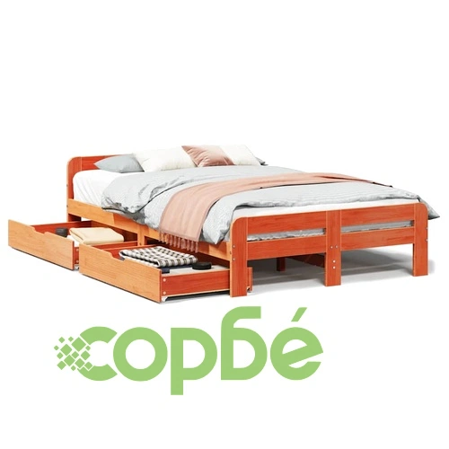 Рамка за легло без матрак, восъчнокафяв, 120x200 см, бор масив ➤ топ цена ➤ sorbe.bg