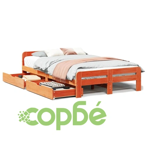Рамка за легло без матрак, восъчнокафяв, 120x190 см, бор масив ➤ топ цена ➤ sorbe.bg