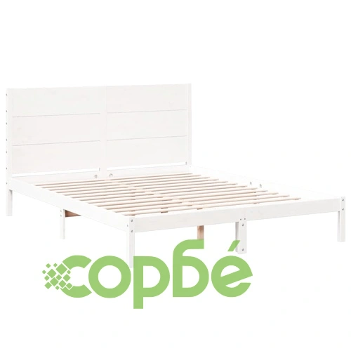 Рамка за легло без матрак, бял, 140x210 см, масивна дървесина ➤ топ цена ➤ sorbe.bg