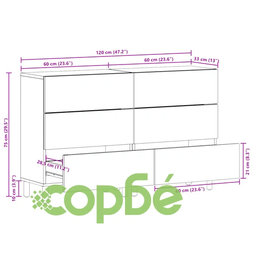 Сайдборди, 2 бр, черни, 60x33x75 см, инженерно дърво ➤ топ цена ➤ sorbe.bg
