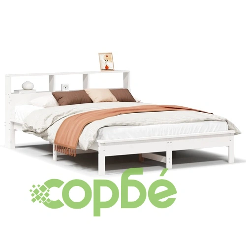 Рамка за легло без матрак, бял, 160x200 см, бор масив ➤ топ цена ➤ sorbe.bg