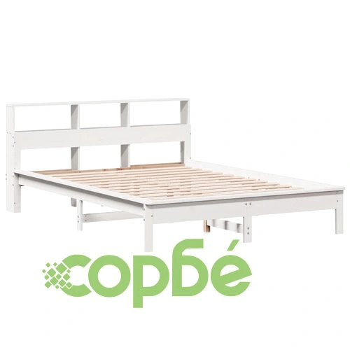Рамка за легло без матрак, бял, 160x200 см, бор масив ➤ топ цена ➤ sorbe.bg