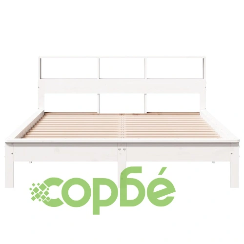 Рамка за легло без матрак, бял, 160x200 см, бор масив ➤ топ цена ➤ sorbe.bg