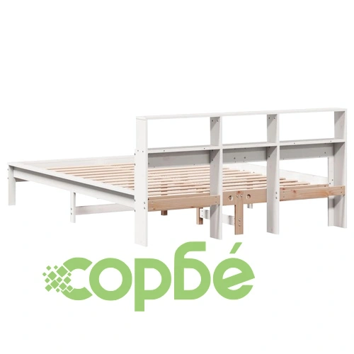 Рамка за легло без матрак, бял, 160x200 см, бор масив ➤ топ цена ➤ sorbe.bg