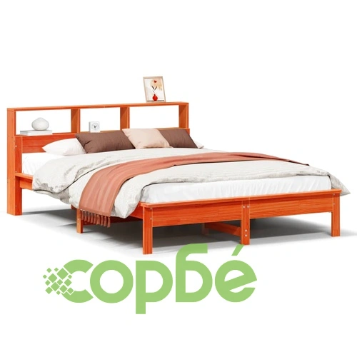 Рамка за легло без матрак, восъчнокафяв, 160x200 см, бор масив ➤ топ цена ➤ sorbe.bg