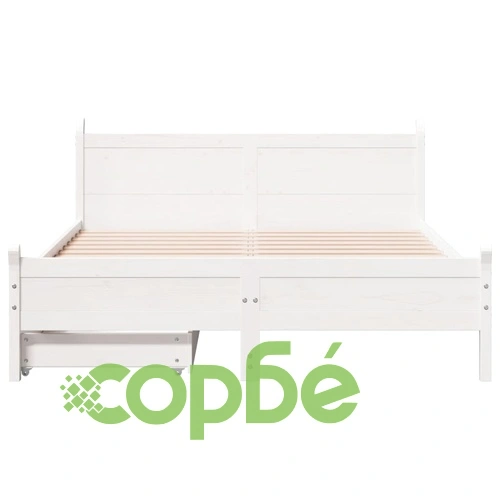 Рамка за легло без матрак, бял, 140x190 см, бор масив ➤ топ цена ➤ sorbe.bg