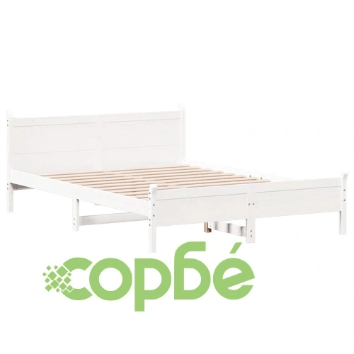 Рамка за легло без матрак, бял, 140x190 см, бор масив ➤ топ цена ➤ sorbe.bg