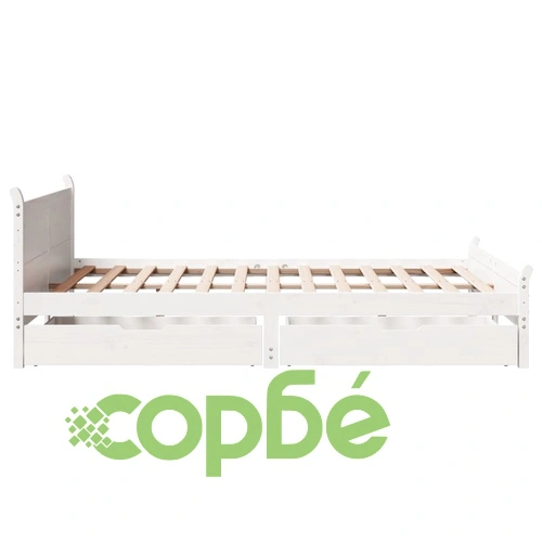 Рамка за легло без матрак, бял, 140x190 см, бор масив ➤ топ цена ➤ sorbe.bg