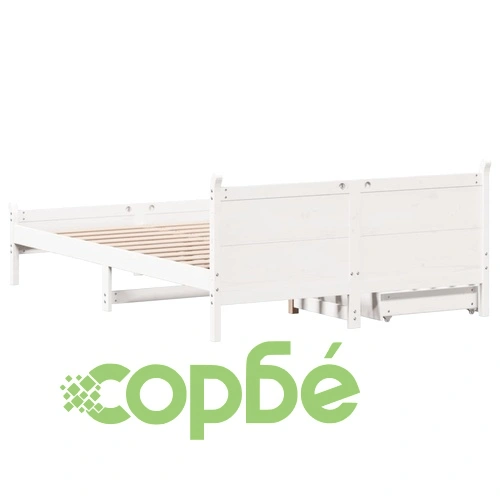 Рамка за легло без матрак, бял, 140x190 см, бор масив ➤ топ цена ➤ sorbe.bg