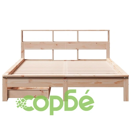 Легло с етажерка за книги, без матрак, 140x190 см, бор масив ➤ топ цена ➤ sorbe.bg