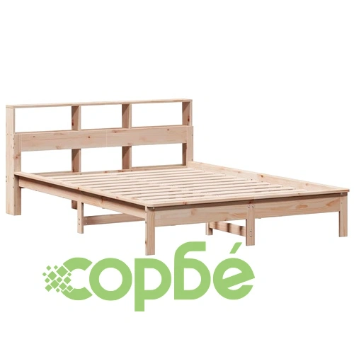 Легло с етажерка за книги, без матрак, 140x190 см, бор масив ➤ топ цена ➤ sorbe.bg