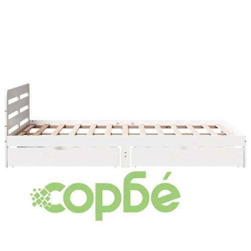 Рамка за легло без матрак, бял, 140x200 см, бор масив ➤ топ цена ➤ sorbe.bg