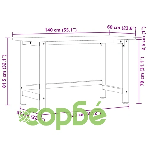Работна маса светлокафяв 140x60x81,5 см дъб масив ➤ топ цена ➤ sorbe.bg